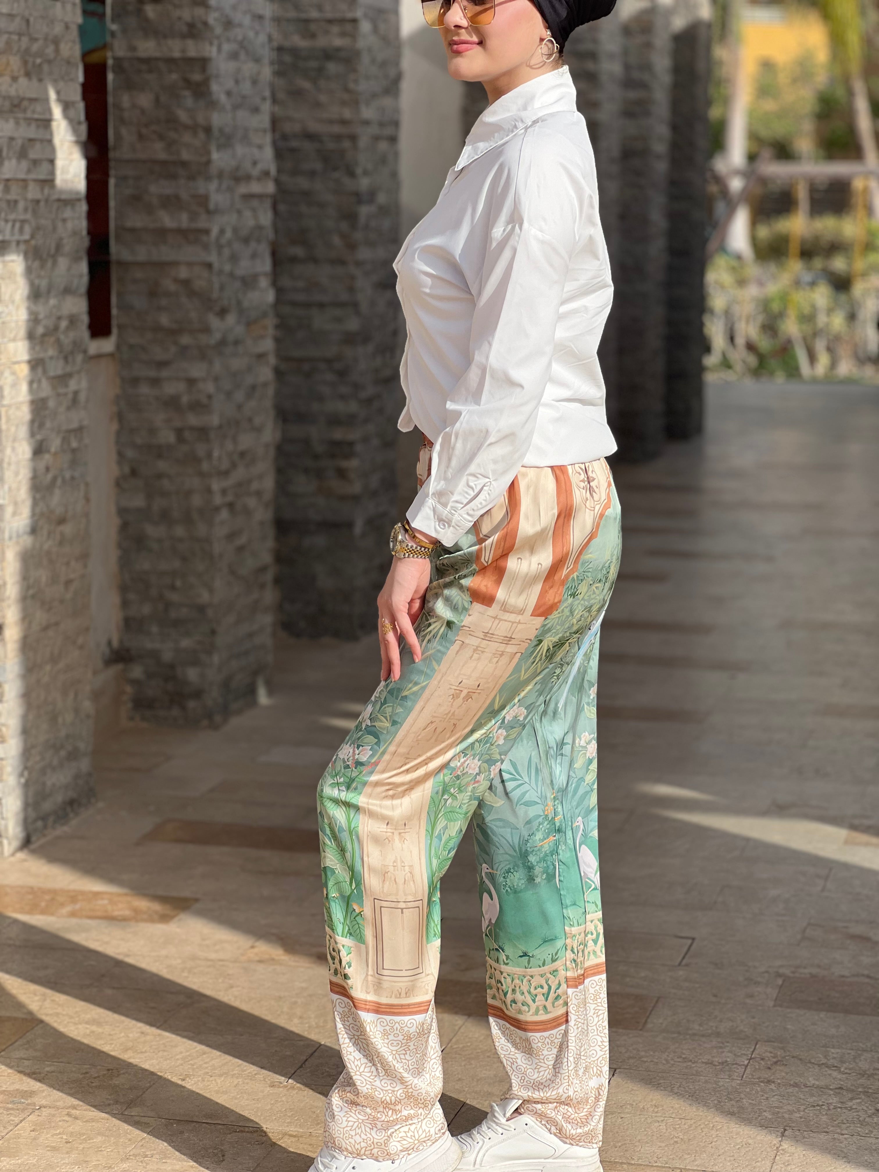 Royal garden silky pants