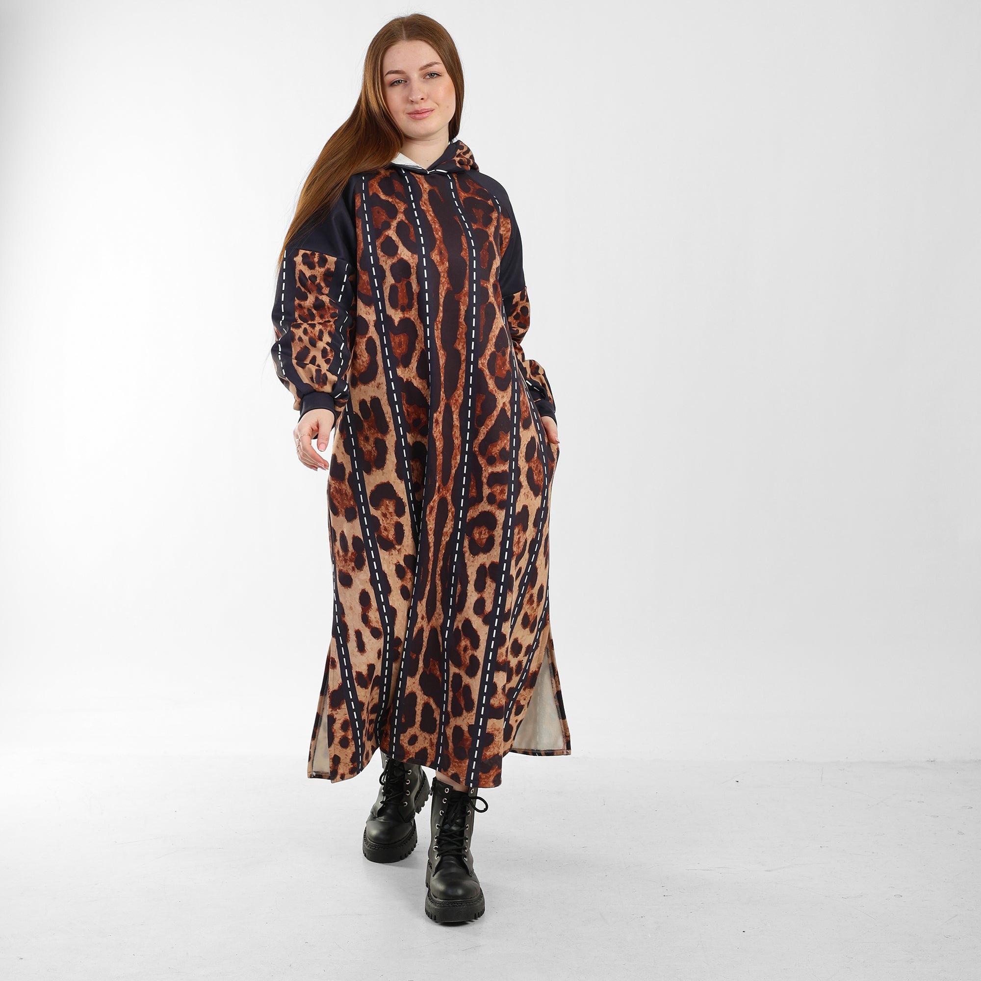 Leapard long hoodie