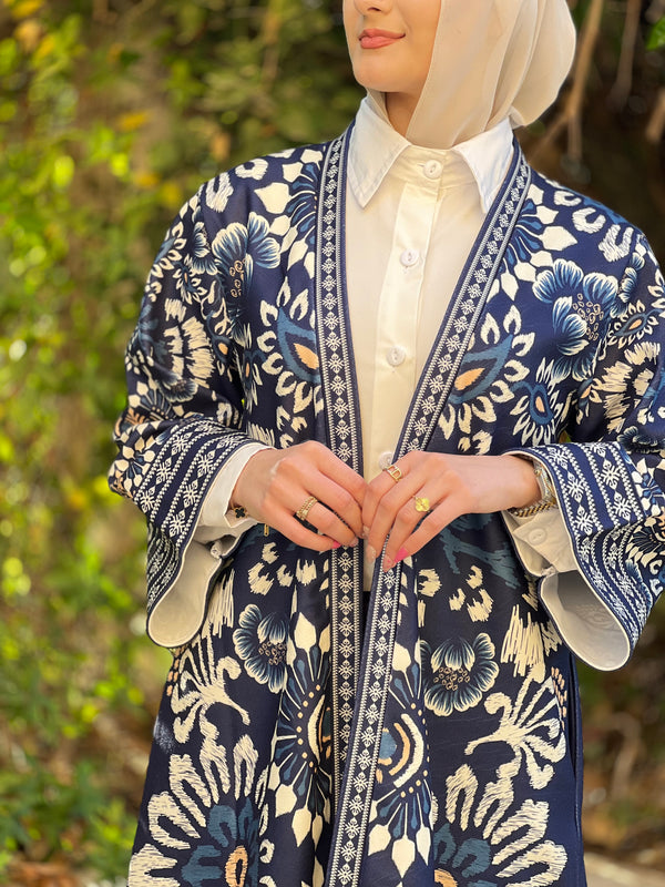 Oriental blue roses kaftan