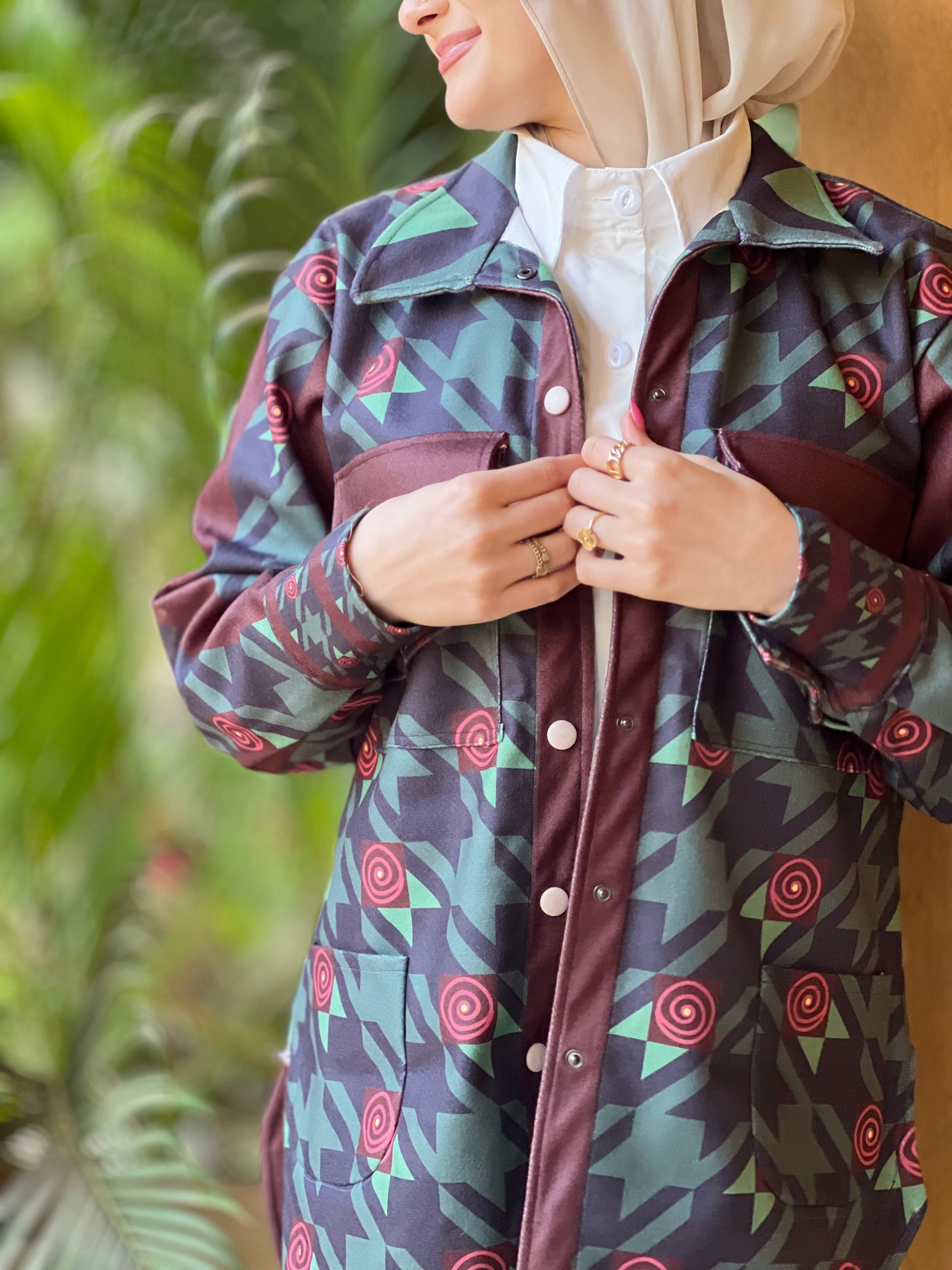 Geometric blue shirt