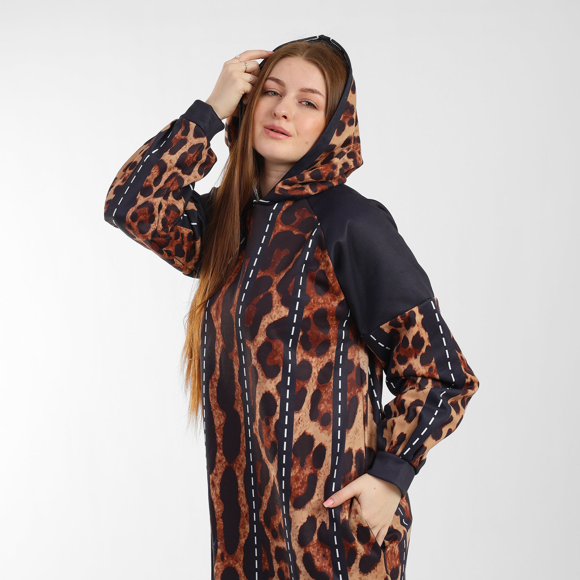 Leapard long hoodie