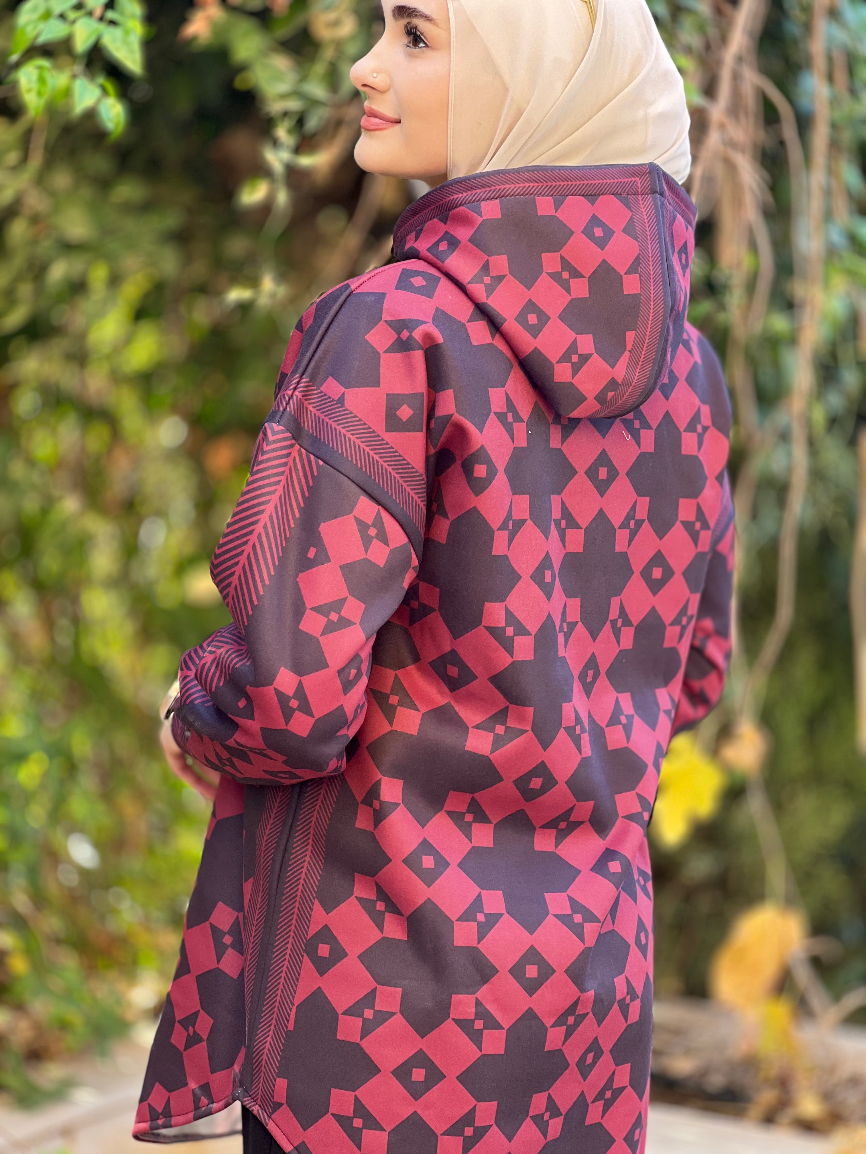 Geometric red hoodie