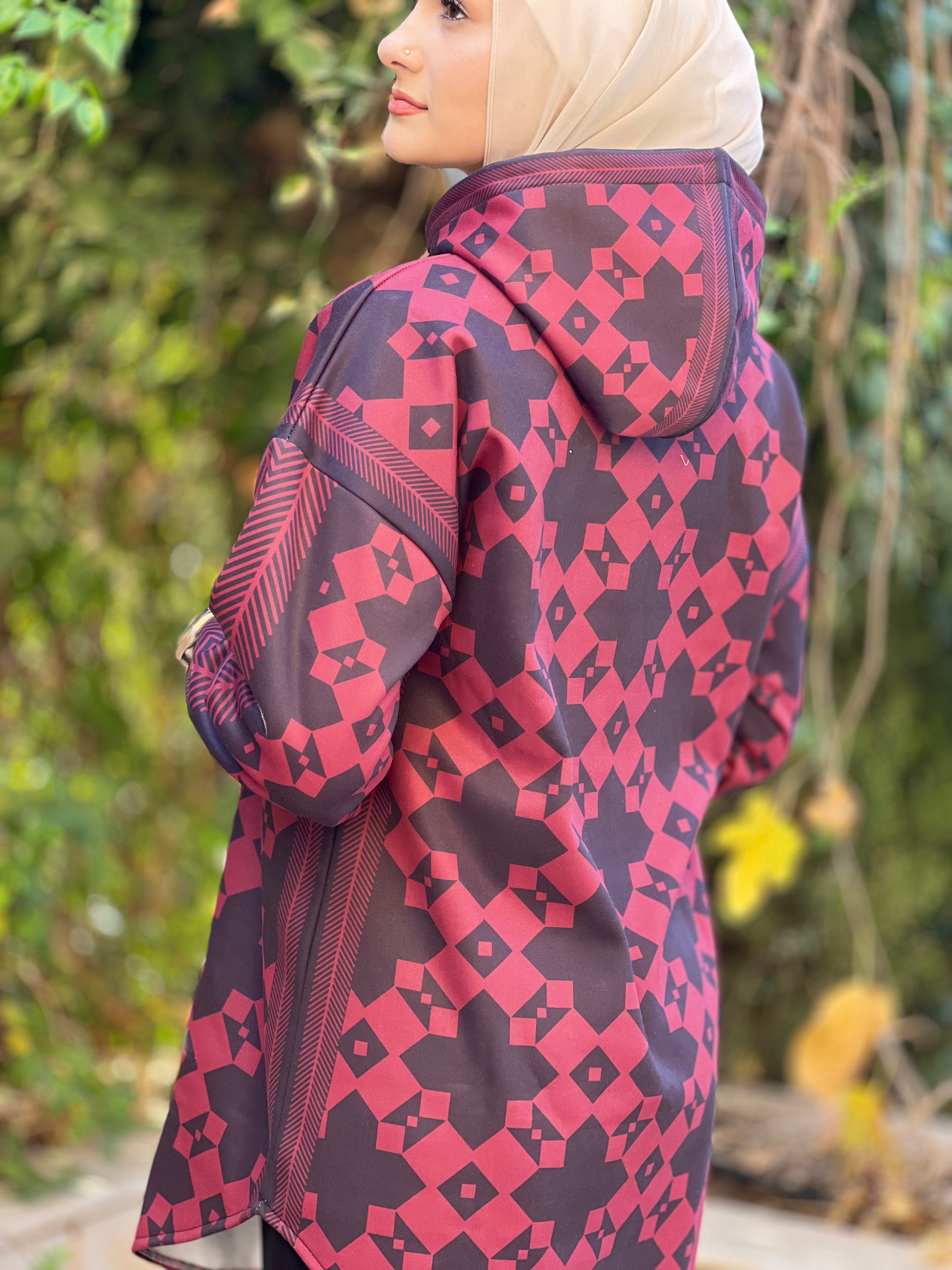 Geometric red hoodie