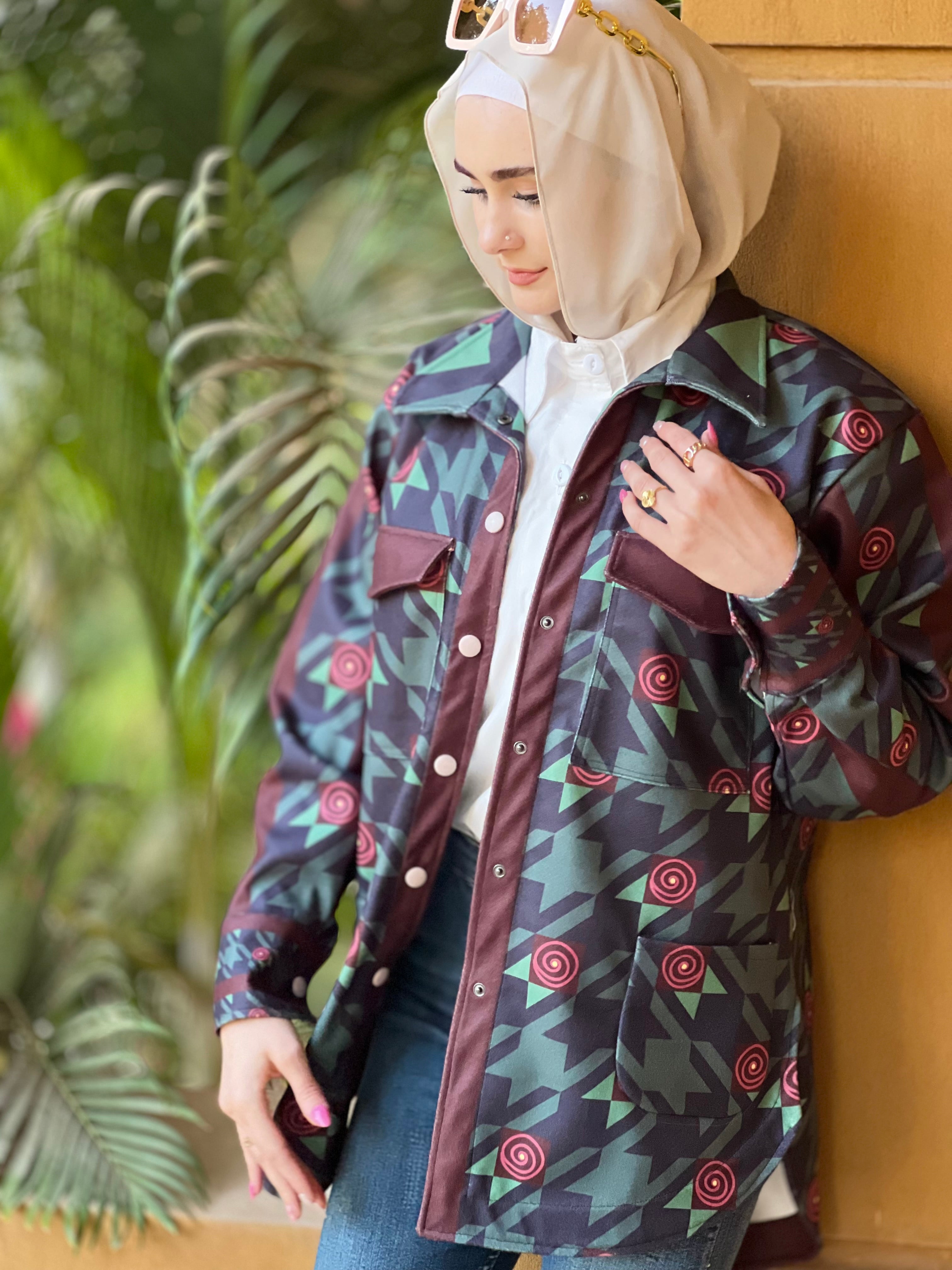 Geometric blue shirt