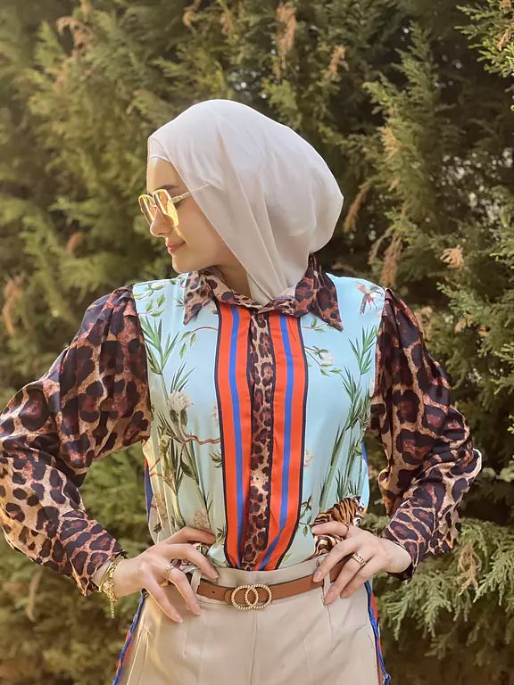 leopard in style shirt