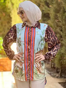 leopard in style shirt